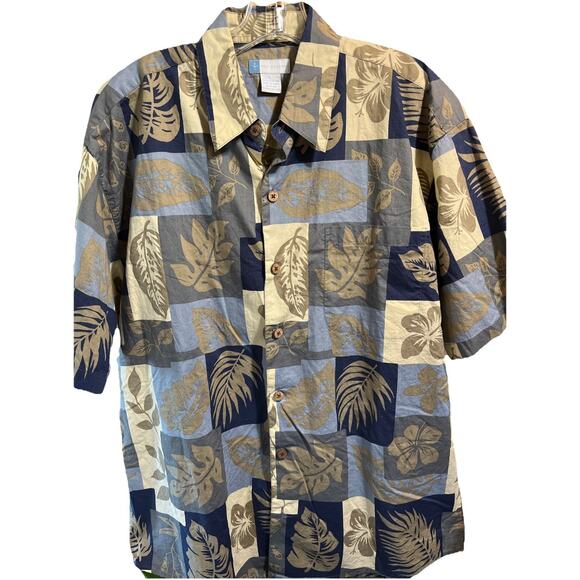 Half Moon Bay Shirt Men's Size Large Button Up Short Sleeve Leaf Print - Picture 1 of 9